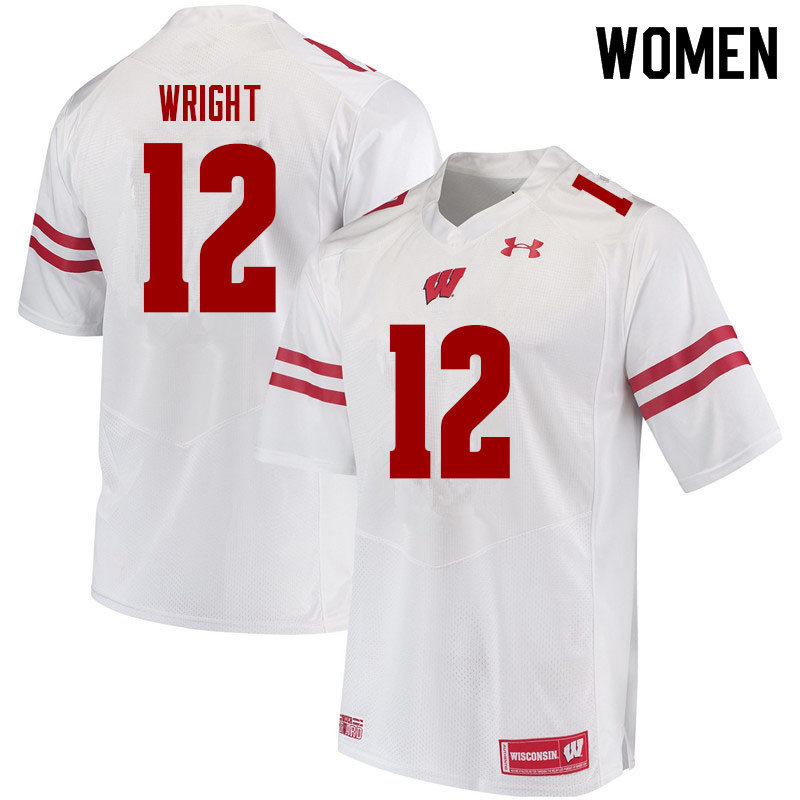 Wisconsin Badgers Women's #12 Daniel Wright NCAA Under Armour Authentic White College Stitched Football Jersey NK40L87FT